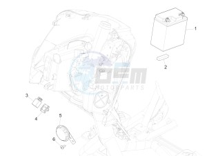 Medley 125 4T ie ABS (APAC) drawing Remote control switches - Battery - Horn