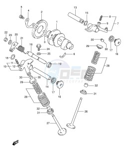 DR350 (E1) drawing CAM SHAFT - VALVE (MODEL R S T)