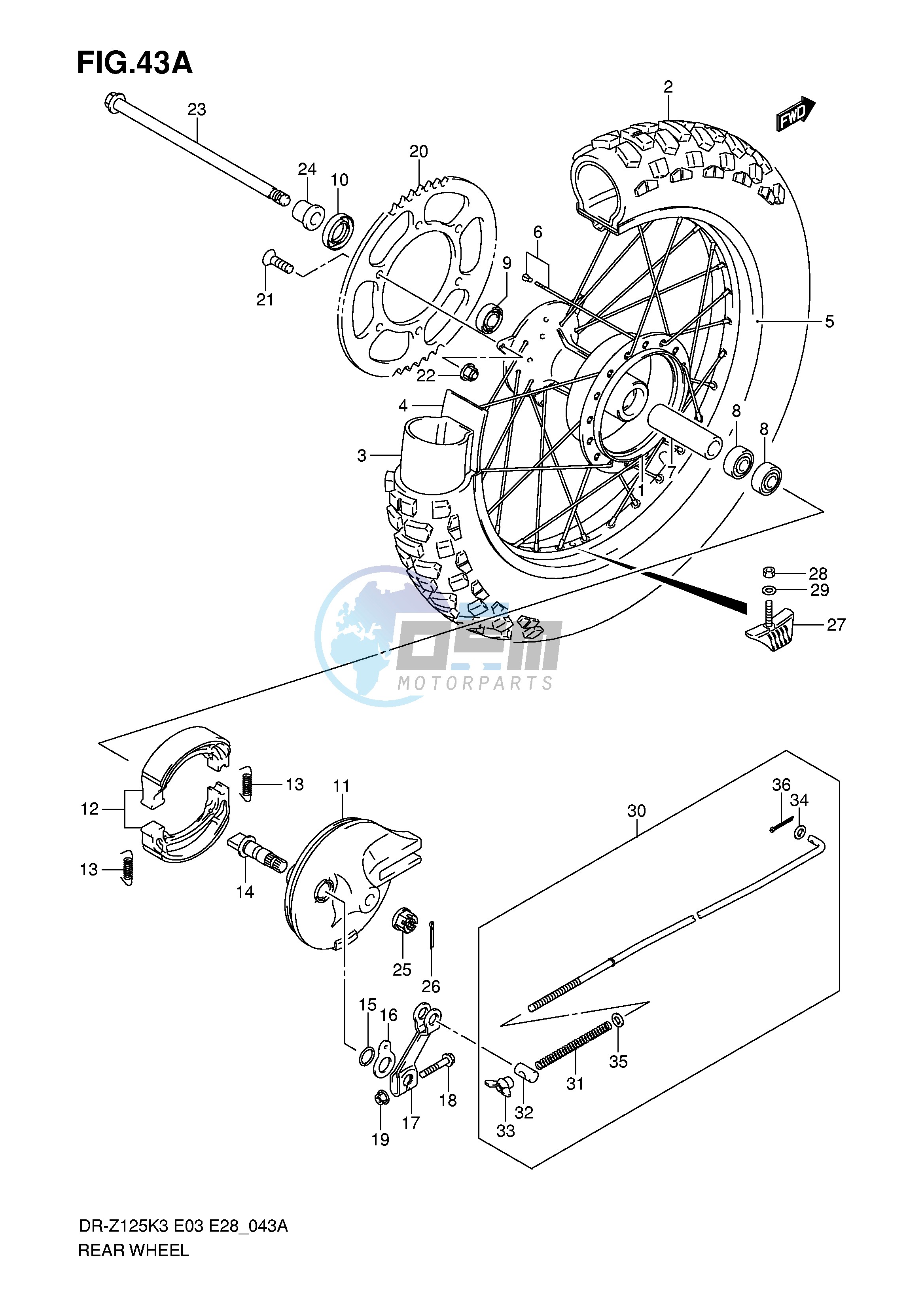 REAR WHEEL (DR-Z125K4 K5 K6 K7)