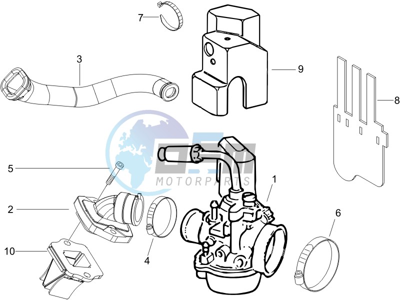 Carburettor assembly - Union pipe