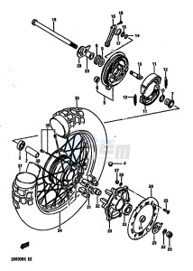 DR600R (E2) drawing REAR WHEEL (MODEL G H J)