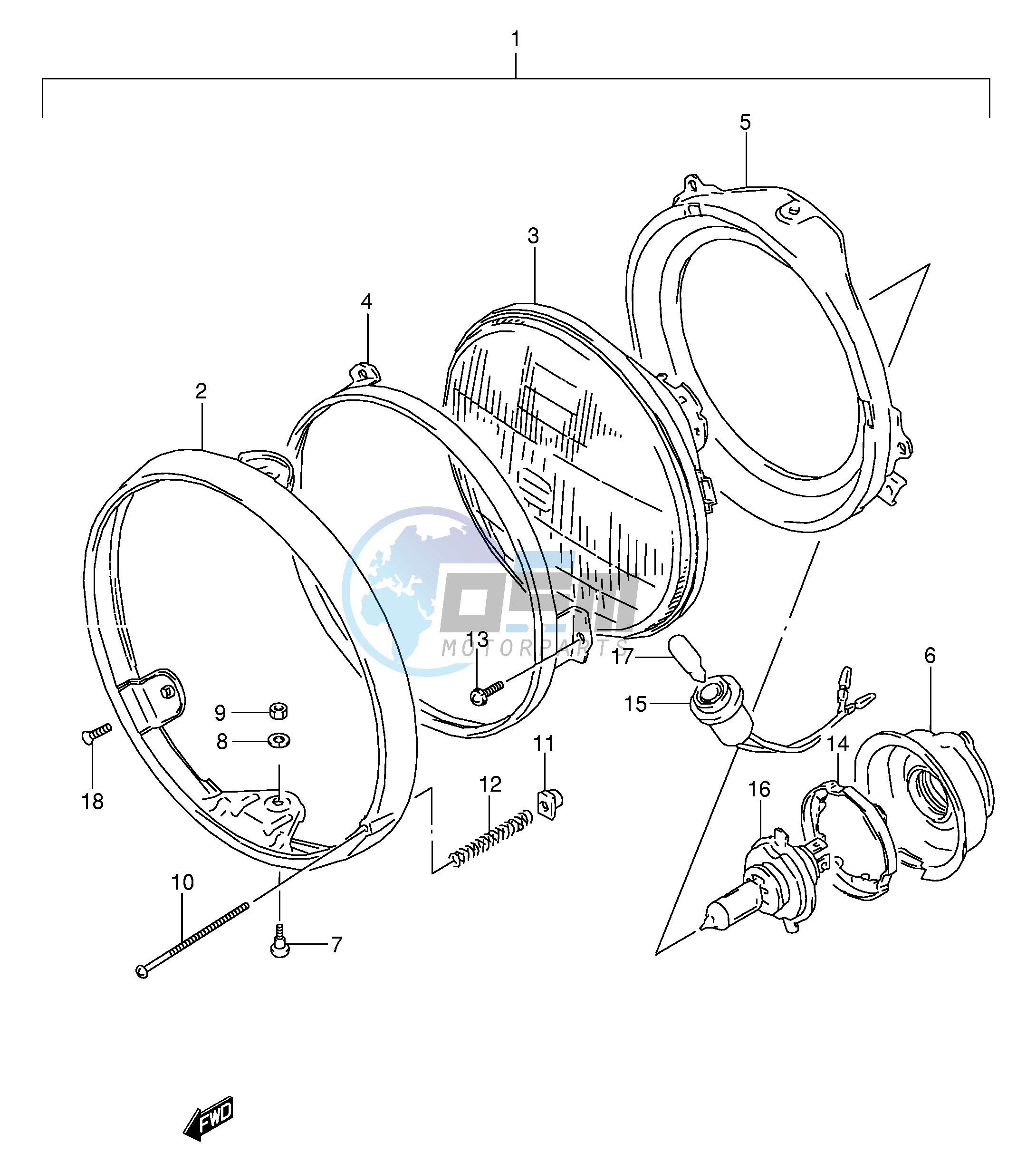 HEADLAMP (MODEL L M N E1,E2)