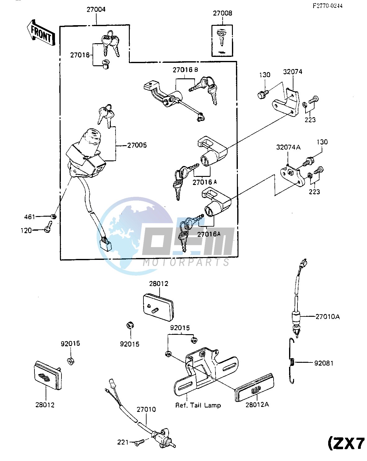 IGNITION SWITCH_LOCKS_REFLECTORS -- ZX750-A1- -