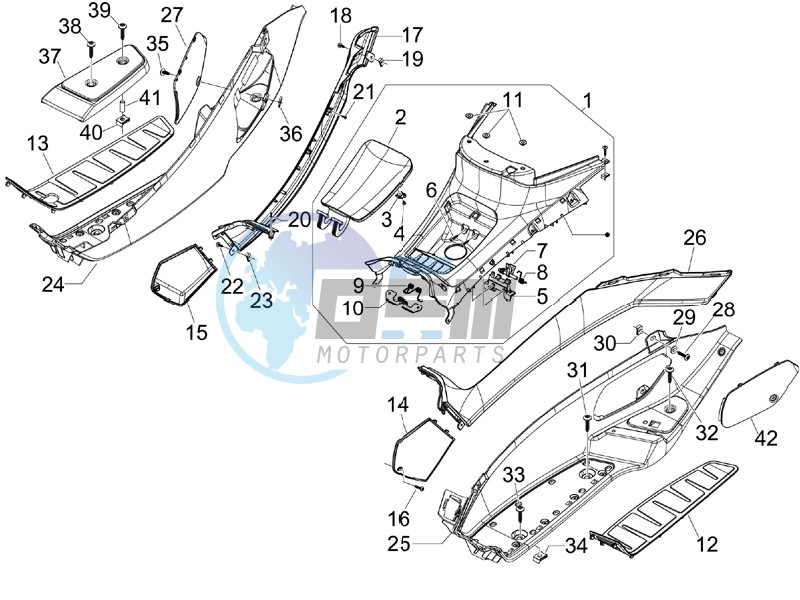 Central cover - Footrests