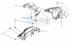 VS 125 EURO3 drawing TAIL LIGHT -INNER MUD GUARD