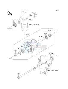 KX 100 A [KX100 MONSTER ENERGY] (A6F - A9FA) D9F drawing FRONT HUB