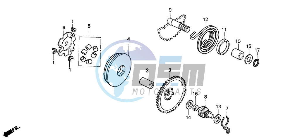 DRIVE FACE/KICK STARTER SPINDLE