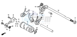 CB250P drawing SHIFT DRUM/SHIFT FORK