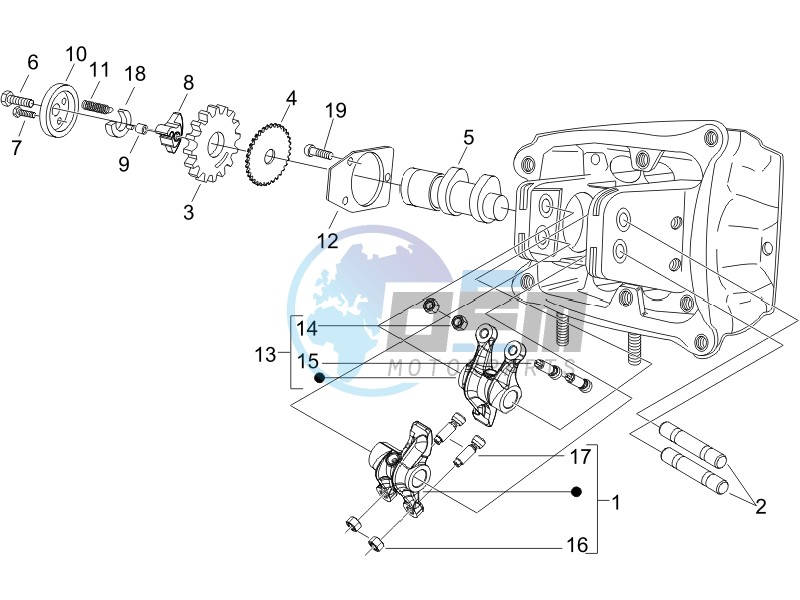 Camshaft - Rocking levers support unit