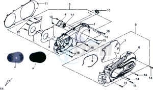 GTS 250 EURO3 drawing CRANKCASE COVER LEFT