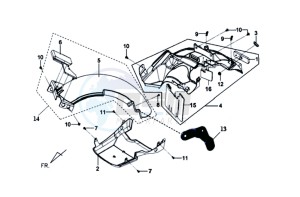 MIO 100 drawing REAR FENDER / INNER SHIELD