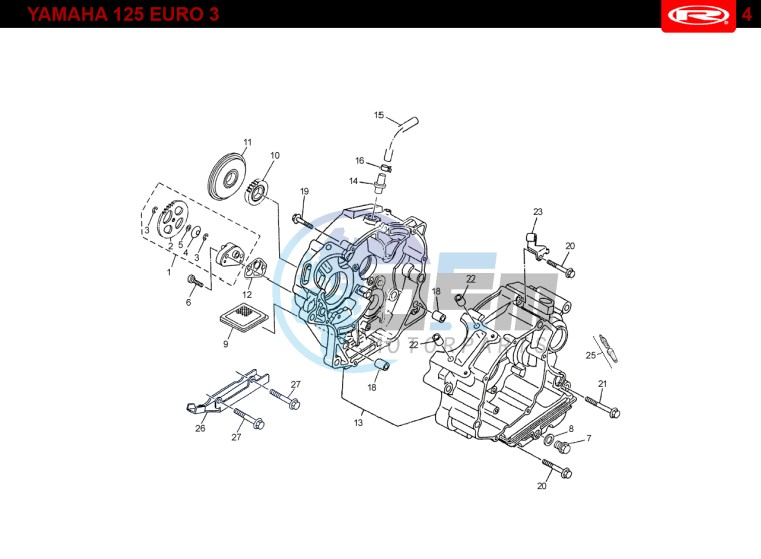 CRANKCASE  Yamaha 125 4t Euro 3