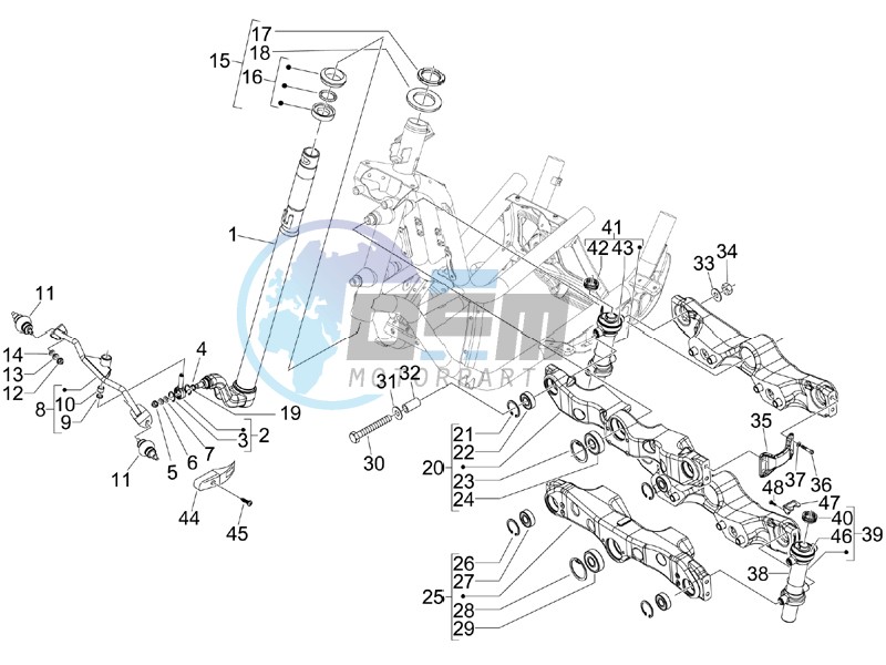 Fork steering tube - Steering bearing unit