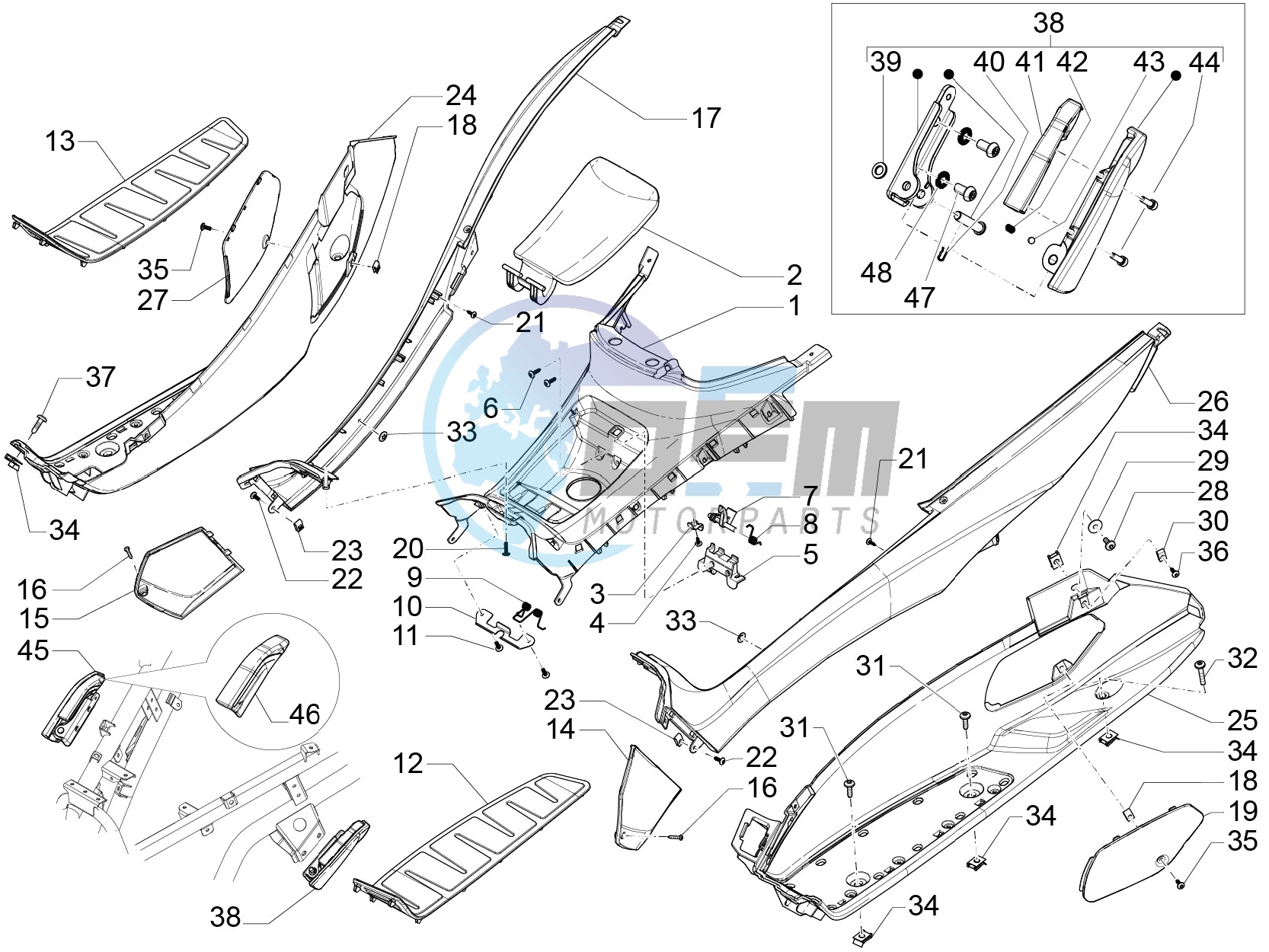 Central cover - Footrests