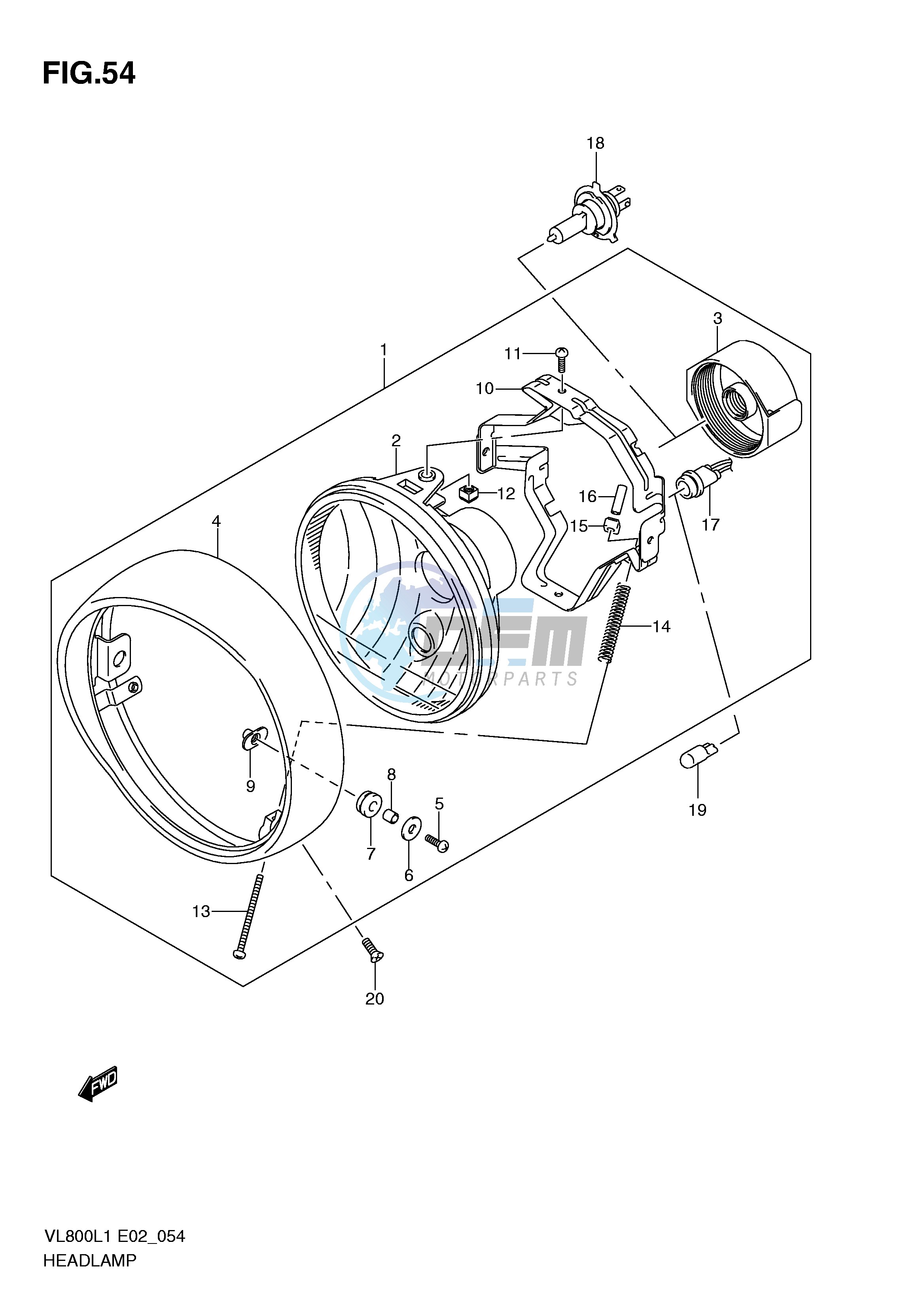 HEADLAMP ASSY (VL800CUEL1 E19)