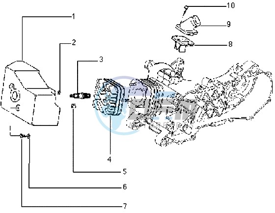 Cylinder head - Cooling hood - Inlet and induction pipe