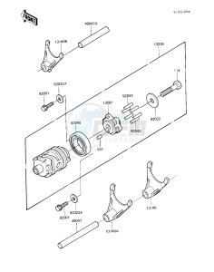 KX 250 C [KX250] (C1) [KX250] drawing GEAR CHANGE DRUM & FORKS -- 83 KX250-C1- -