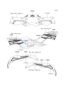 KVF 650 D ([BRUTE FORCE 650 4X4] (D6F-D9F) D8F drawing DECALS-- L.GREEN- --- D8F- -