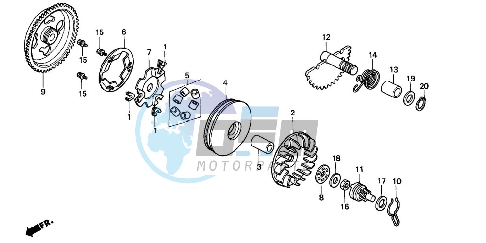 DRIVE FACE/ KICK STARTER SPINDLE