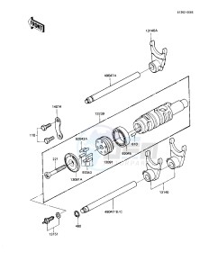 KZ 1000 R [EDDIE LAWSON REPLICA] (R1-R2) [EDDIE LAWSON REPLICA] drawing GEAR CHANGE DRUM & FORKS