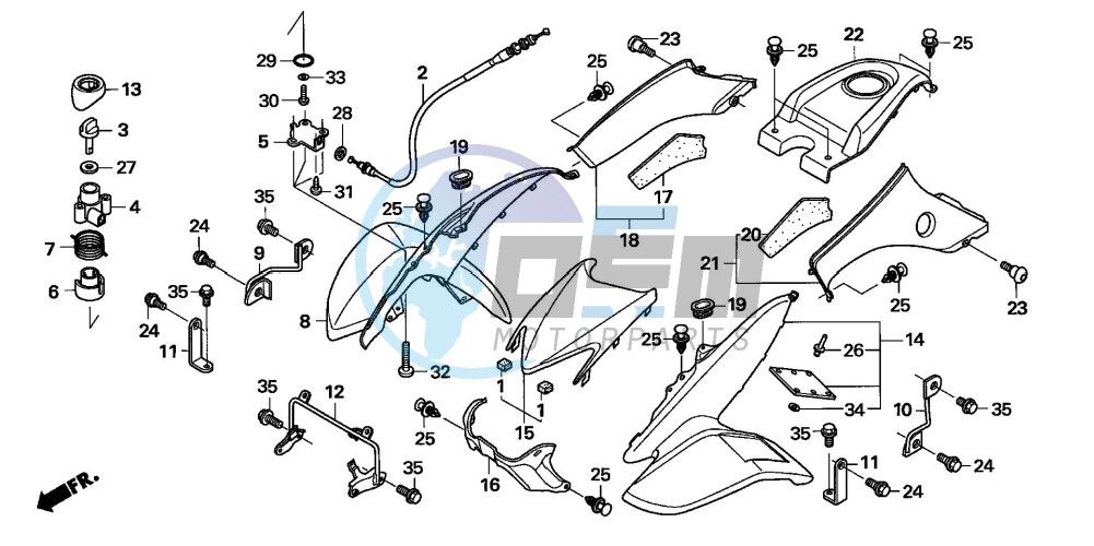 FRONT FENDER/REVERSE LEVE R (TRX400EX5,6)