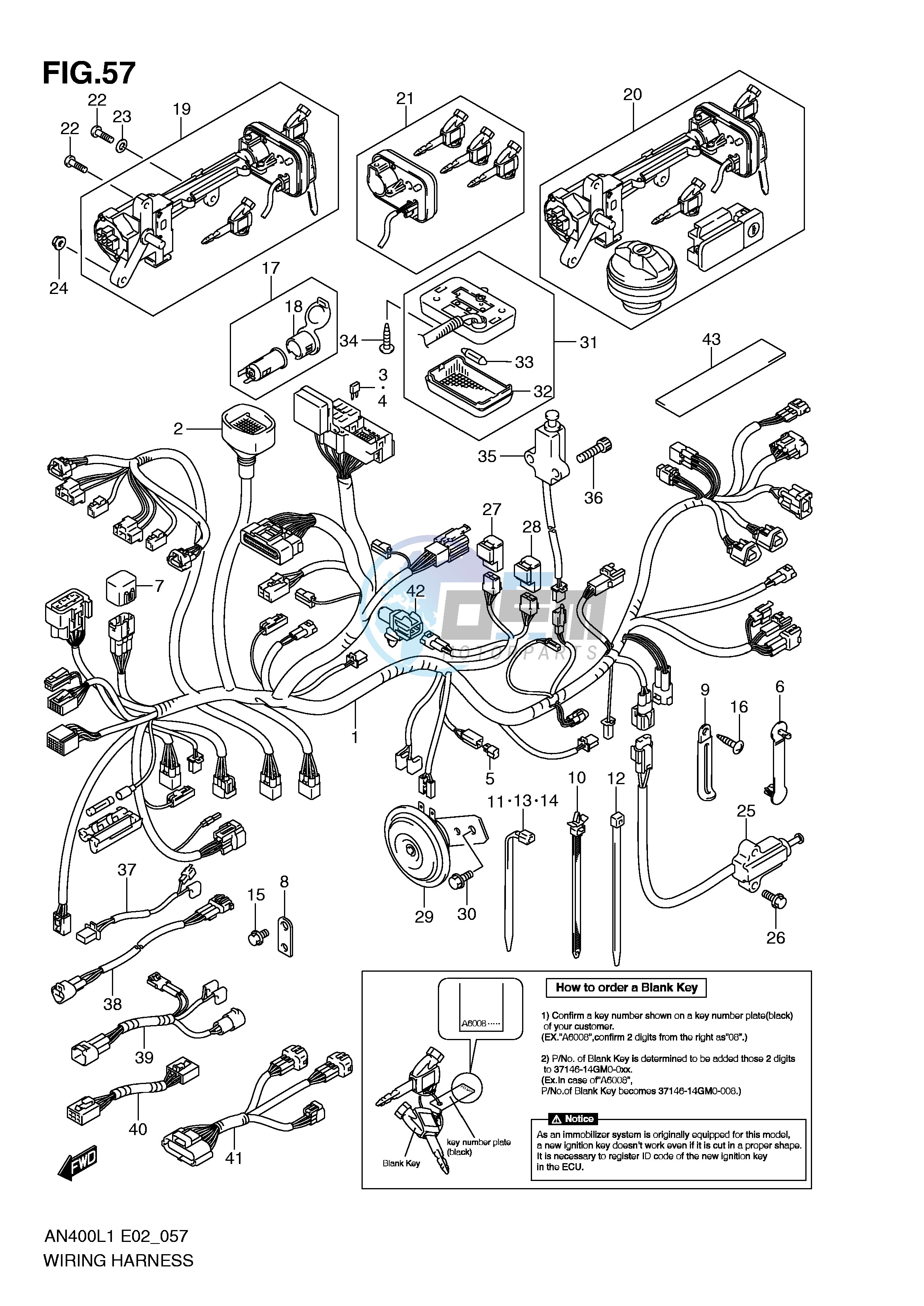 WIRING HARNESS (IMOBI) (AN400ZAL1 E19)