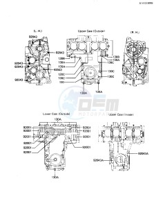 KZ 550 D [GPZ] (D1) [GPZ] drawing CRANKCASE BOLT & STUD PATTERN