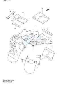 SV650S (E2) drawing REAR FENDER (MODEL K2)