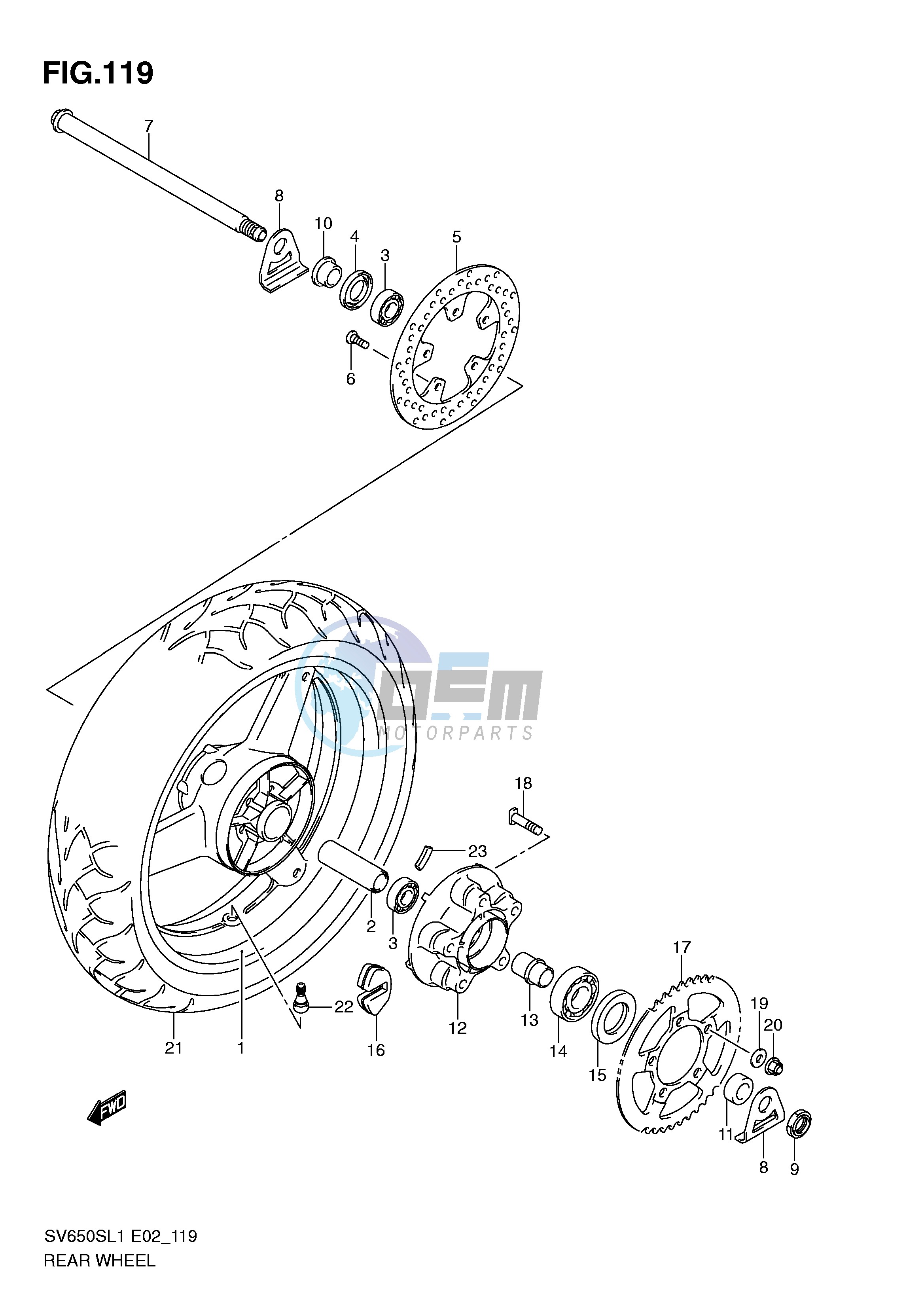 REAR WHEEL (SV650SL1 E24)