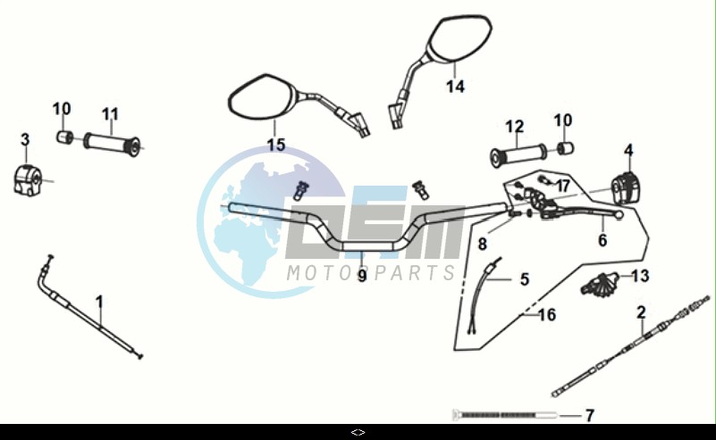 THROTTLE GRIP - HANDLE - BACK MIRROR