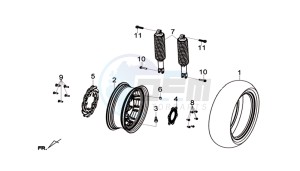 GTS 300I ABS L7 drawing REAR WHEEL - REAR SUSPENSION