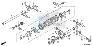 GL1800BE F6B Bagger - GL1800BE UK - (E) drawing SHIFT DRUM/ SHIFT FORK (1)