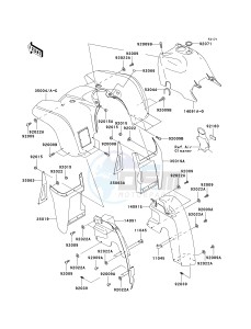 KVF 360 A [PRAIRIE 360 4X4] (A6F-A9F) A6F drawing FRONT FENDER-- S- -