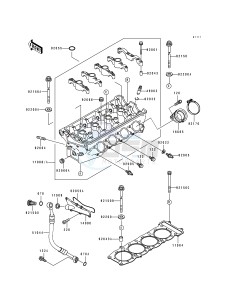 ZX 750 K [NINJA ZX-7R] (K1-K2) [NINJA ZX-7R] drawing CYLINDER HEAD