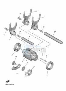 YZ450F (B2W6) drawing SHIFT CAM & FORK