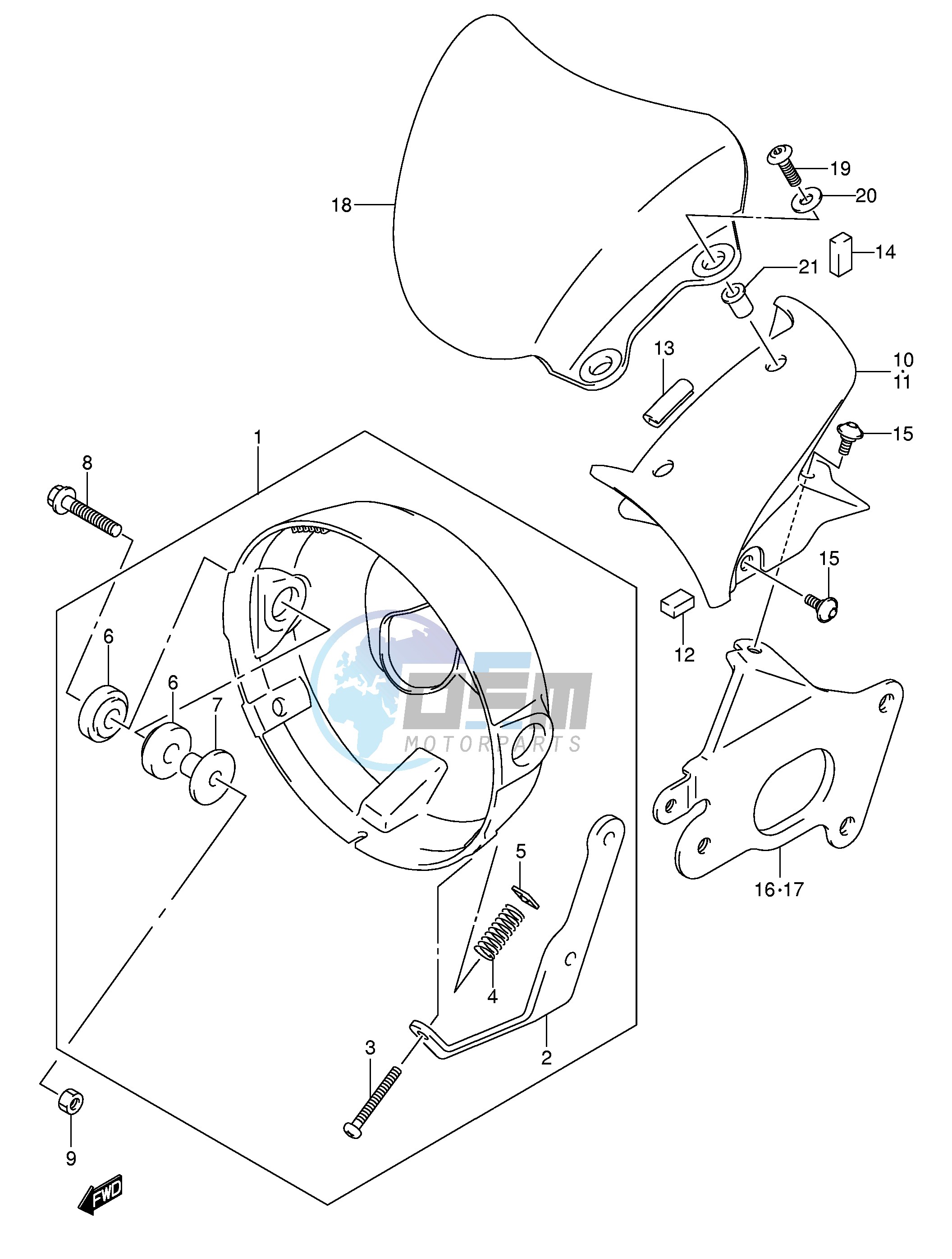 HEADLAMP HOUSING (SV1000 U1 U2 K5)