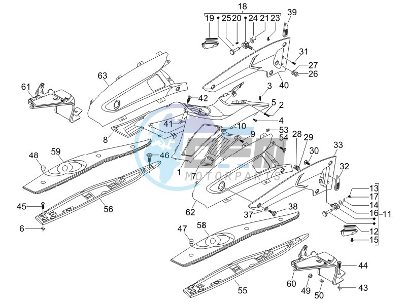 Central cover - Footrests