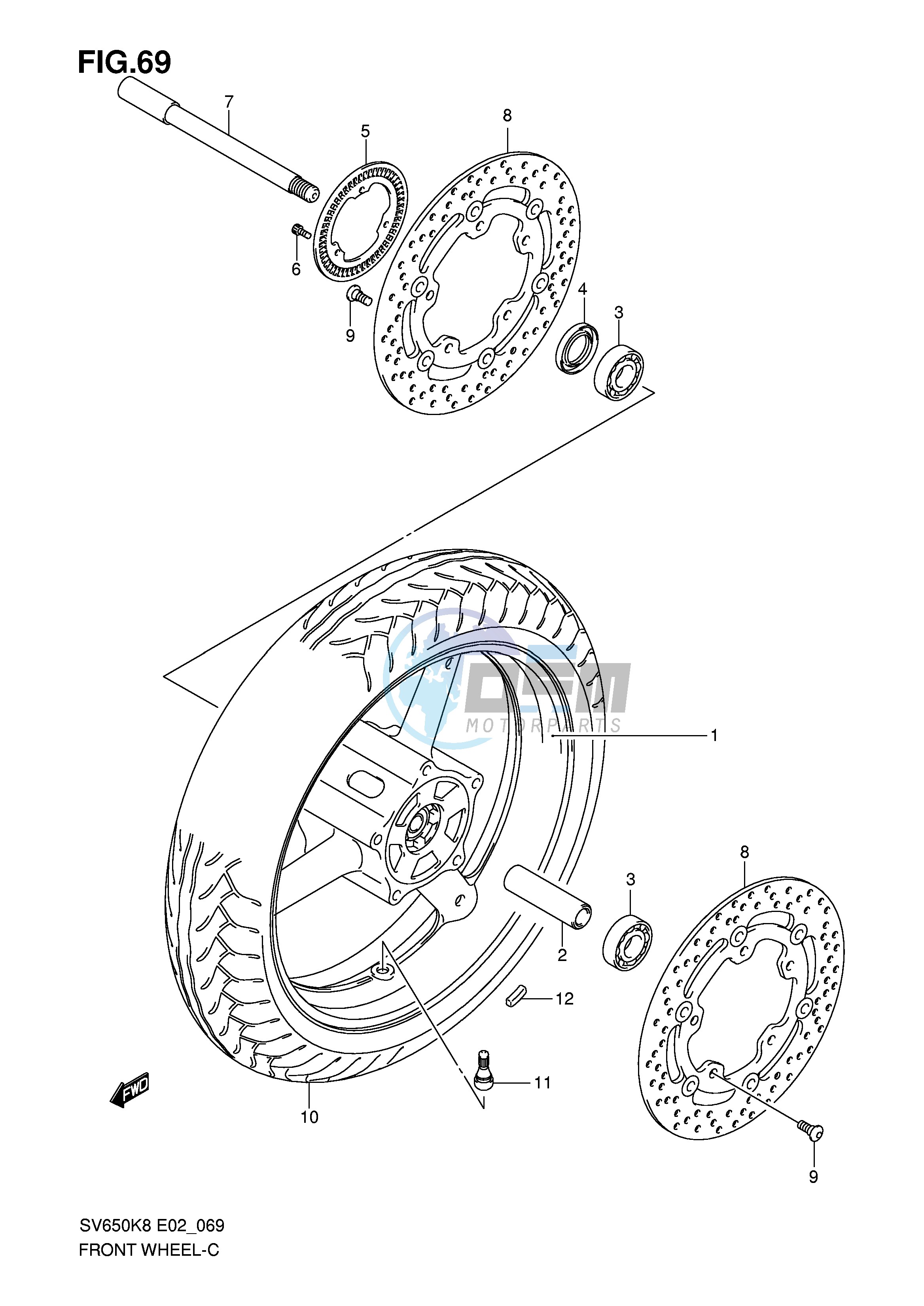 FRONT WHEEL (SEE NOTE)