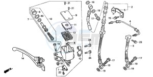 CB600F2 CB600S drawing FRONT BRAKE MASTER CYLINDER (3)