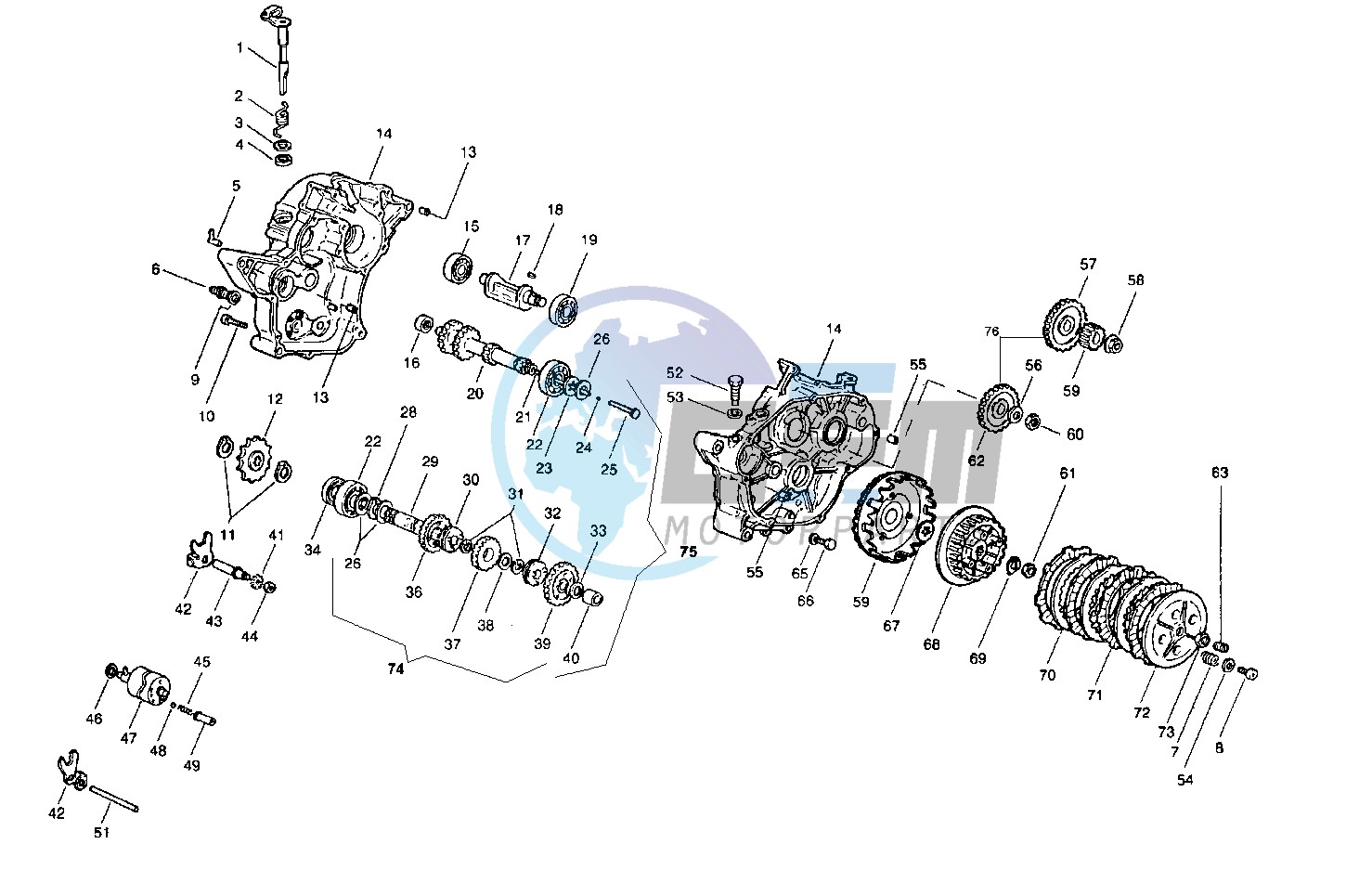 Crankcase - clutch -transmission 3 s n/p