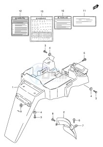 AE50 (E71) drawing REAR FENDER - LABEL