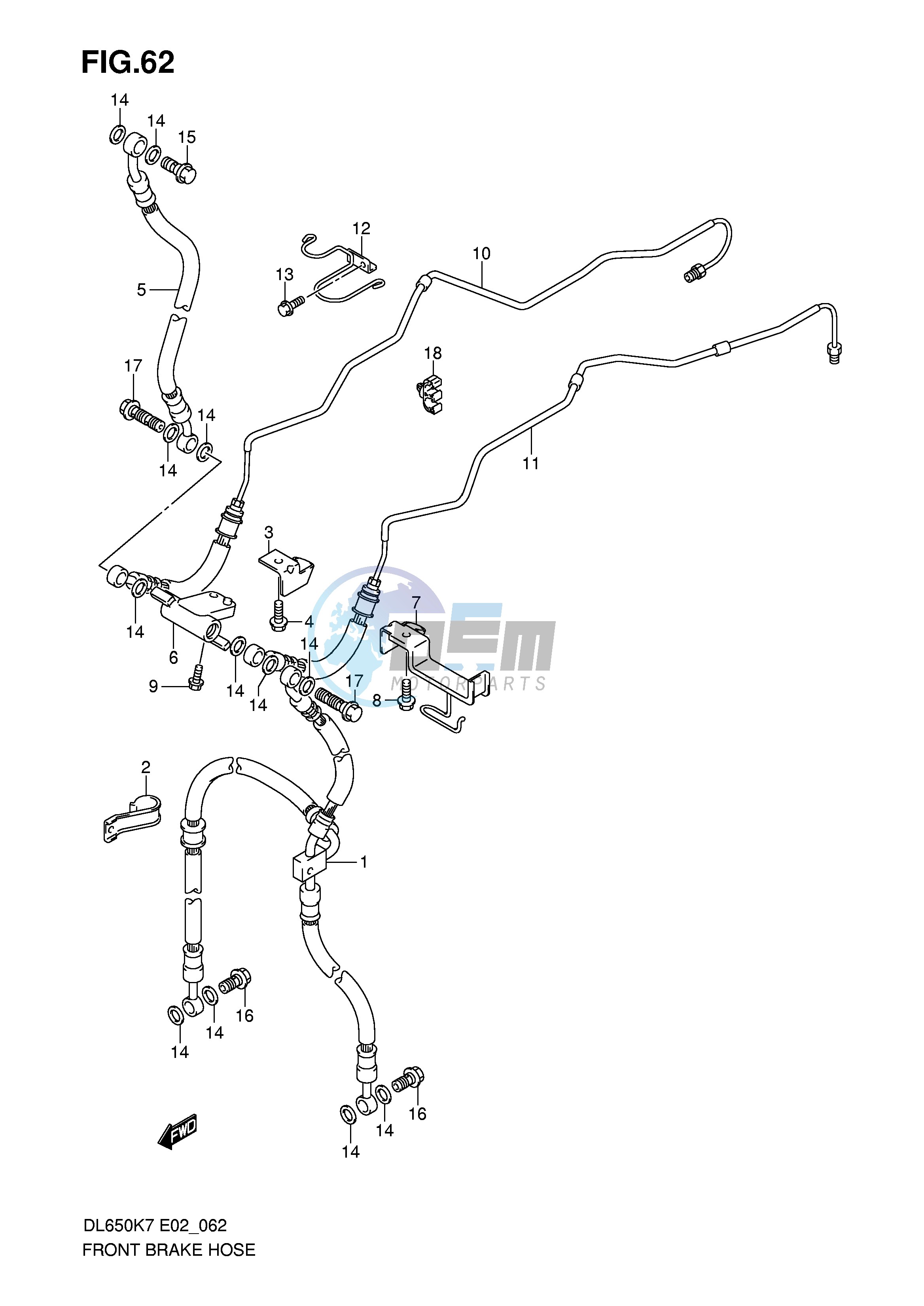 FRONT BRAKE HOSE (DL650AK7 AK8 AK9 AL0 AUEL0)