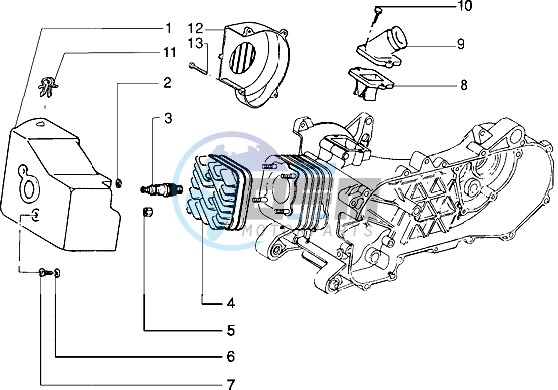 Cylinder head - Induction pipe (Vehicle with rear drum brake)