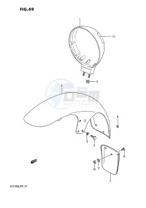 VS750GL (E1) INTRUDER drawing HEADLAMP HOUSING - FRONT FENDER