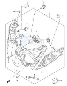 AN250 (E2) Burgman drawing FRONT COMBINATION LAMP (MODEL K3 K4 E2,E19,E71)