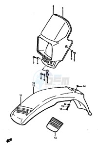 DR125S (F-H-J) drawing HEADLAMP COVER-FRONT FENDER (MODEL H J)