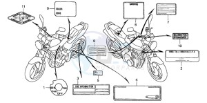 CB600F2 HORNET S drawing CAUTION LABEL (CB600F2/F3/4/5/6)