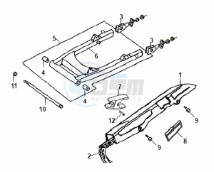 XS 125 drawing REAR FORK - CHAIN COVER