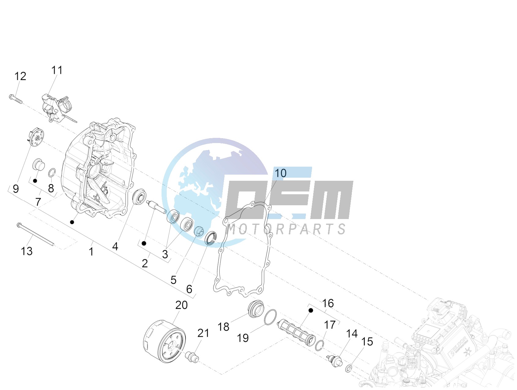 Flywheel magneto cover - Oil filter