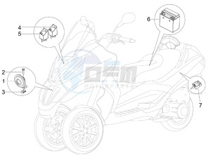 MP3 125 ie Touring drawing Remote control switches - Battery - Horn